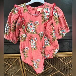 Pink Chicken Floral Pink Baby Romper